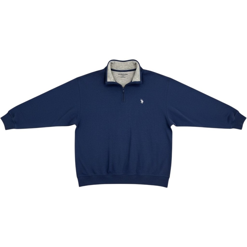 US Polo Assn Mens XL Blue Quarter Zip Pullover Sweater Mock Neck 11A600